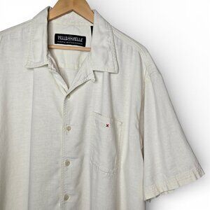 Pelle Pelle Marc Buchanan Cream 100% Linen Blend Shirt Men Button Up Island XXL